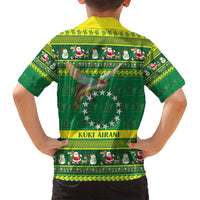 Meri Kiritimiti Cook Islands Christmas Family Matching Puletasi and Hawaiian Shirt Maroro Flying Fish and White Stars LT9 - Polynesian Pride