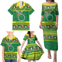 Meri Kiritimiti Cook Islands Christmas Family Matching Puletasi and Hawaiian Shirt Maroro Flying Fish and White Stars LT9 - Polynesian Pride