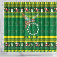 Meri Kiritimiti Cook Islands Christmas Shower Curtain Maroro Flying Fish and White Stars