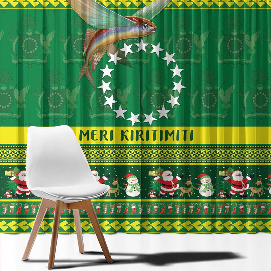 Meri Kiritimiti Cook Islands Christmas Window Curtain Maroro Flying Fish and White Stars
