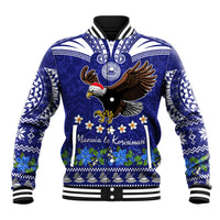American Samoa Christmas Baseball Jacket Manuia le Kerisimasi Polynesian Tribal LT9 Unisex Blue - Polynesian Pride