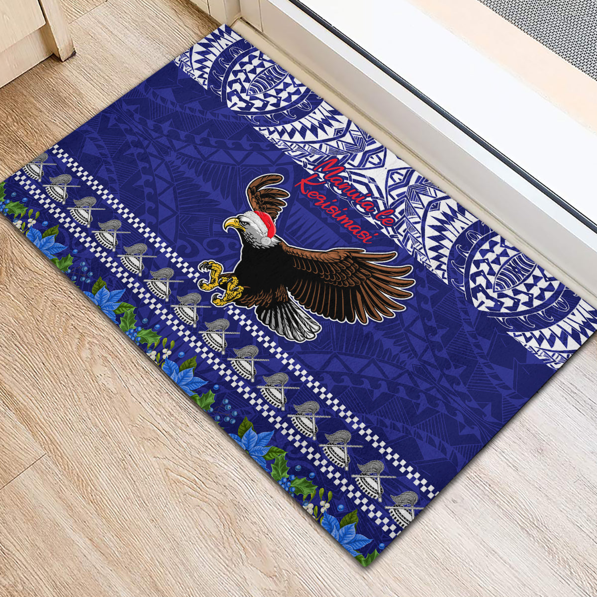 American Samoa Christmas Rubber Doormat Manuia le Kerisimasi Polynesian Tribal LT9 - Polynesian Pride