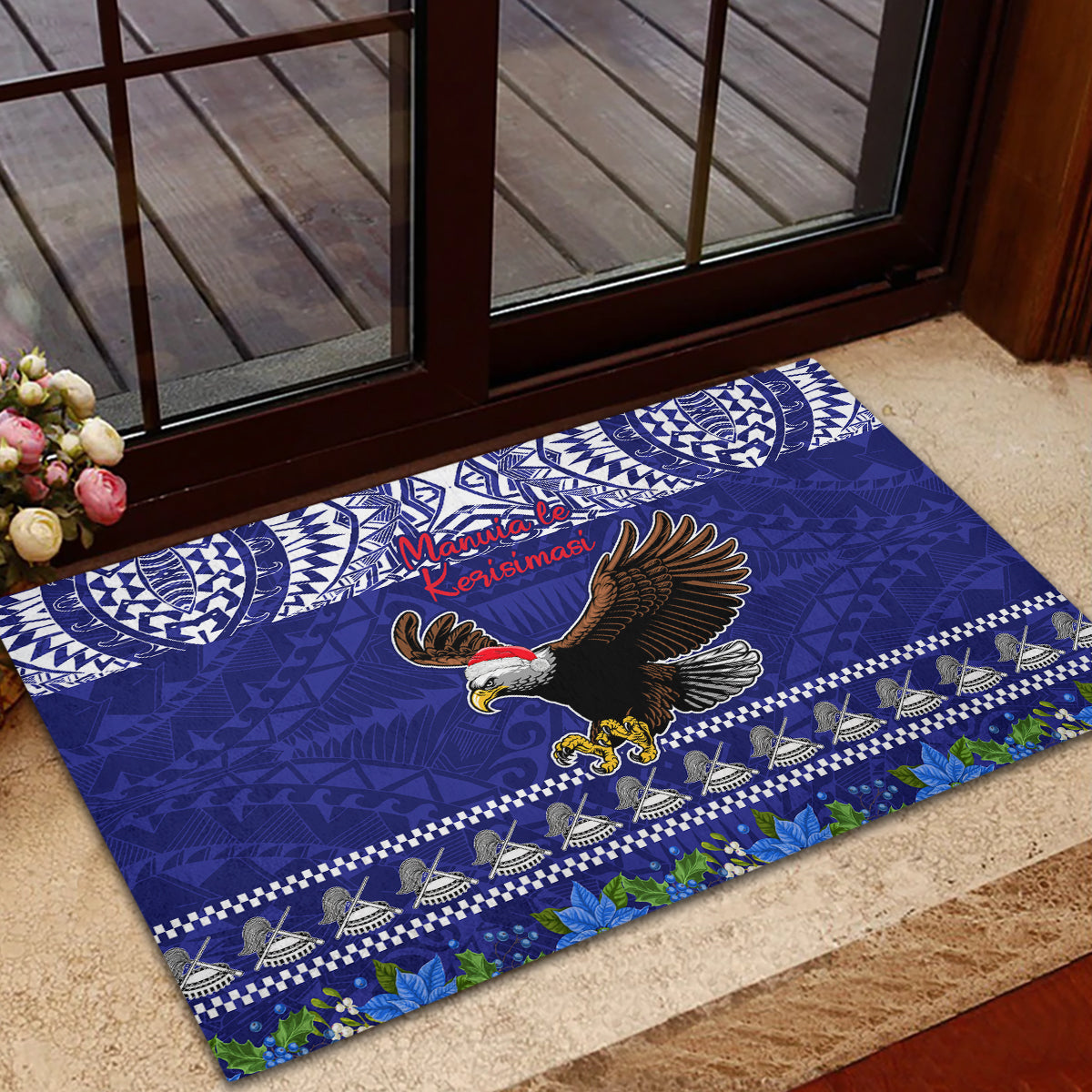 American Samoa Christmas Rubber Doormat Manuia le Kerisimasi Polynesian Tribal LT9 - Polynesian Pride