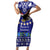 American Samoa Christmas Short Sleeve Bodycon Dress Manuia le Kerisimasi Polynesian Tribal LT9 Long Dress Blue - Polynesian Pride