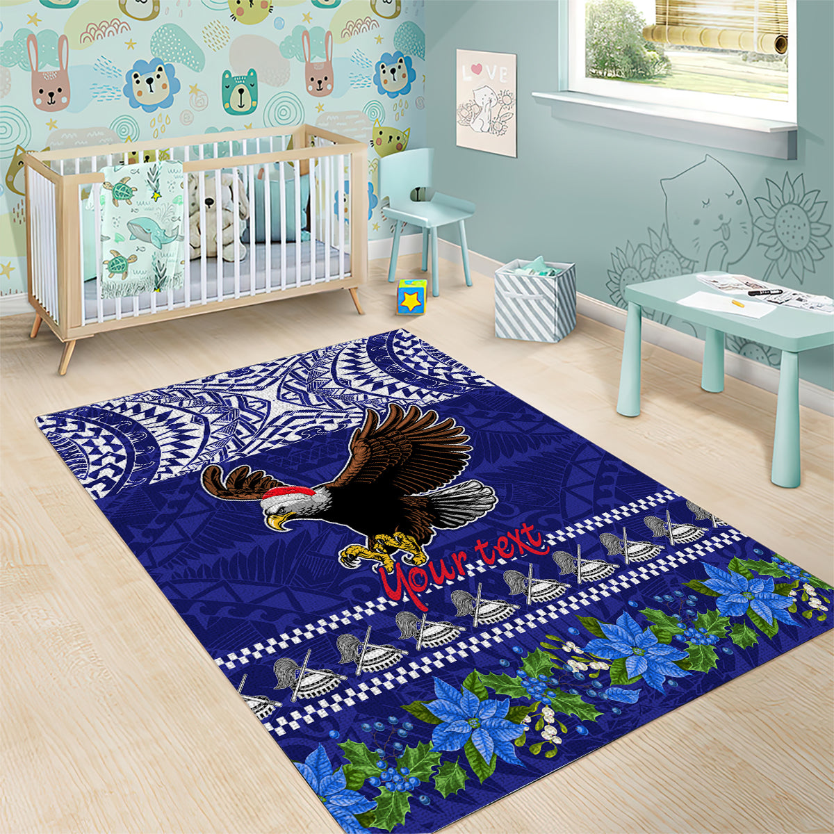 Personalised American Samoa Christmas Area Rug Manuia le Kerisimasi Polynesian Tribal LT9 - Polynesian Pride