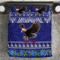 Personalised American Samoa Christmas Bedding Set Manuia le Kerisimasi Polynesian Tribal LT9 Blue - Polynesian Pride