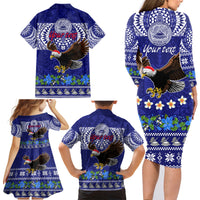 Personalised American Samoa Christmas Family Matching Long Sleeve Bodycon Dress and Hawaiian Shirt Manuia le Kerisimasi Polynesian Tribal LT9 - Polynesian Pride