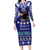 Personalised American Samoa Christmas Family Matching Long Sleeve Bodycon Dress and Hawaiian Shirt Manuia le Kerisimasi Polynesian Tribal LT9 Mom's Dress Blue - Polynesian Pride