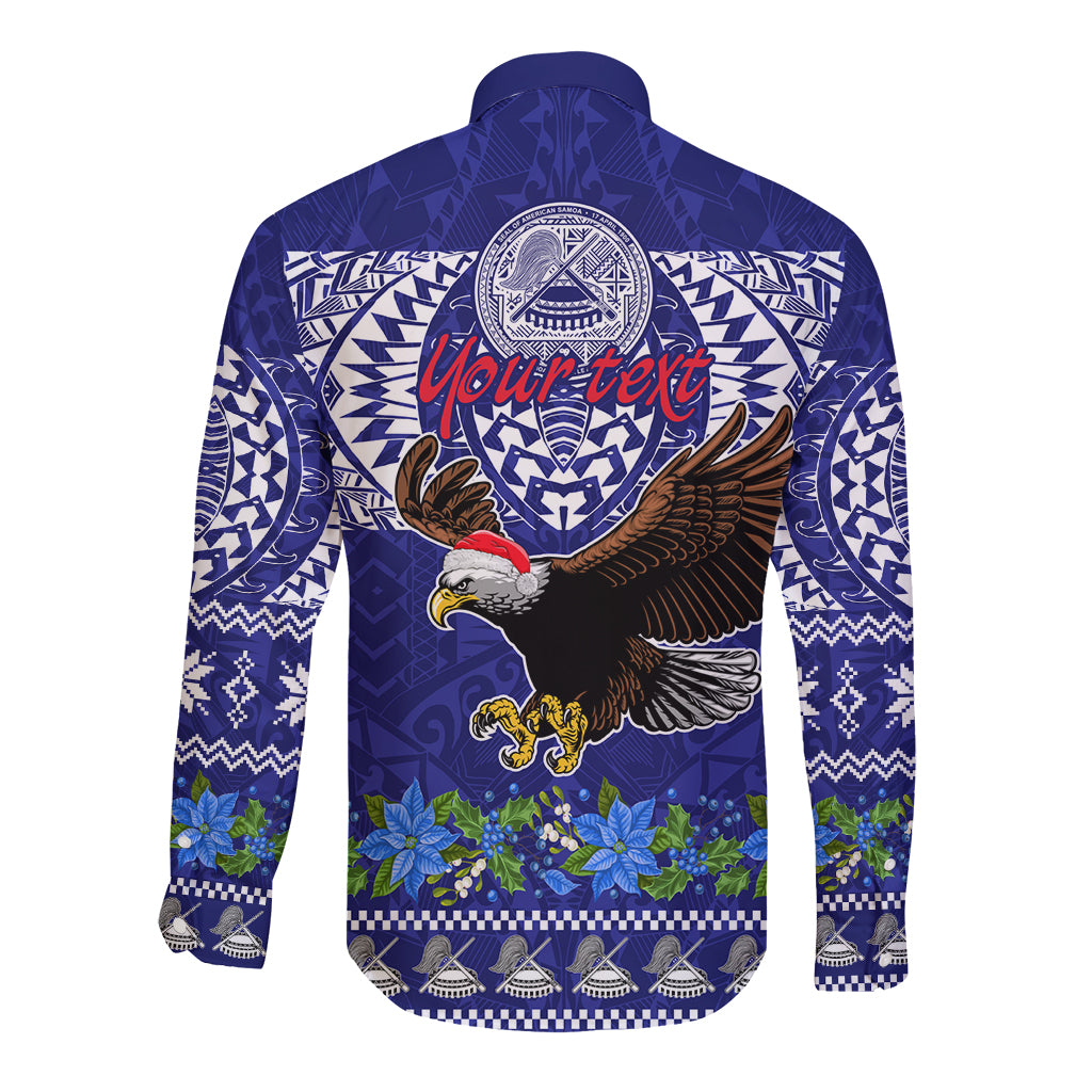 Personalised American Samoa Christmas Long Sleeve Button Shirt Manuia le Kerisimasi Polynesian Tribal LT9 - Polynesian Pride