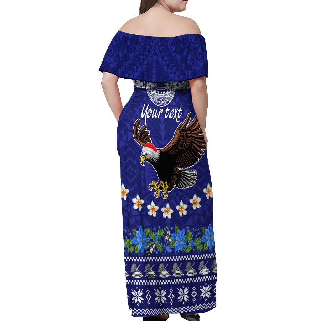 Personalised American Samoa Christmas Off Shoulder Maxi Dress Manuia le Kerisimasi Polynesian Tribal LT9 - Polynesian Pride