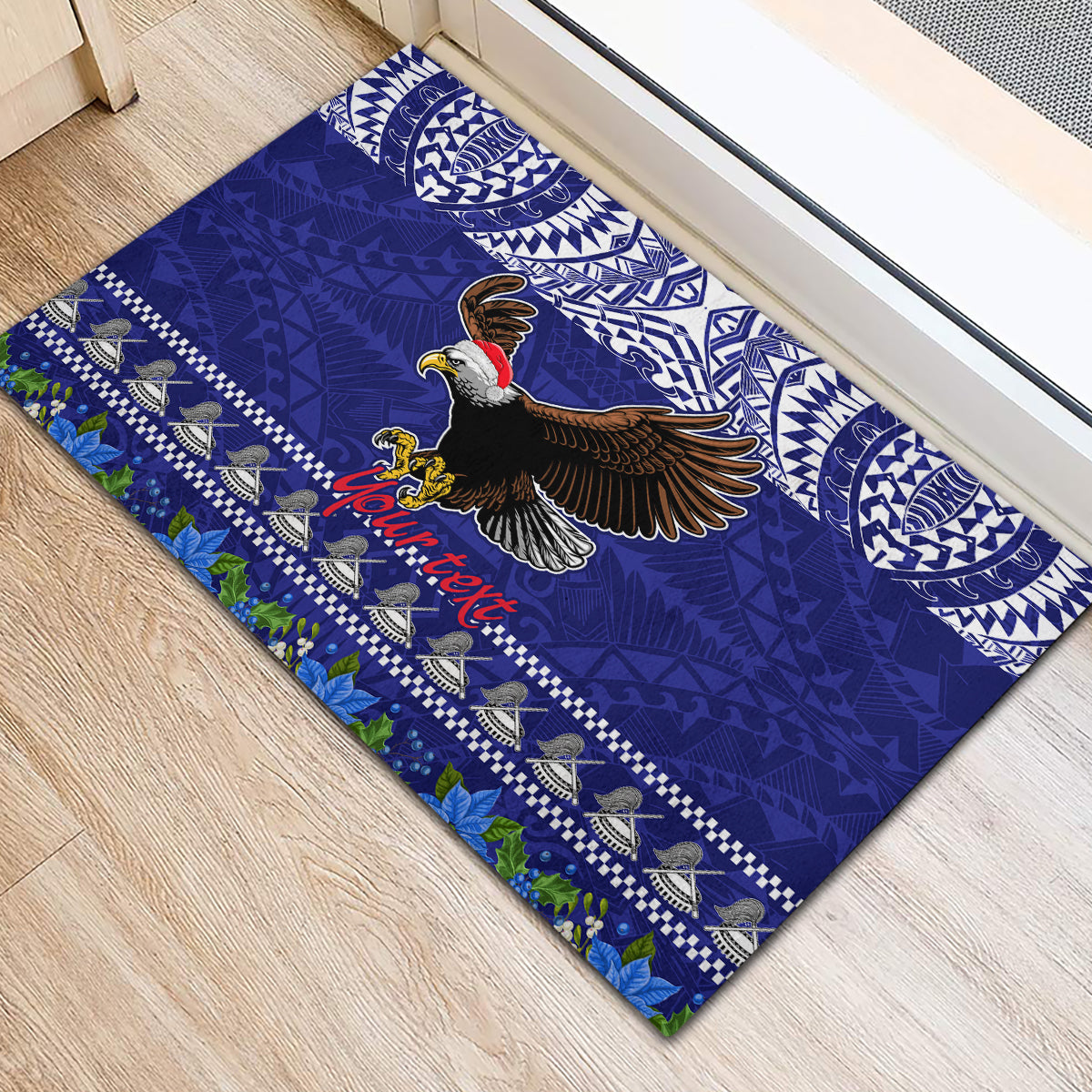 Personalised American Samoa Christmas Rubber Doormat Manuia le Kerisimasi Polynesian Tribal LT9 - Polynesian Pride