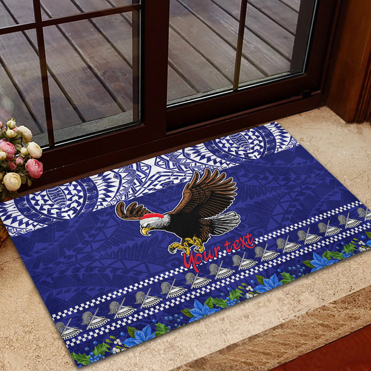 Personalised American Samoa Christmas Rubber Doormat Manuia le Kerisimasi Polynesian Tribal LT9 - Polynesian Pride
