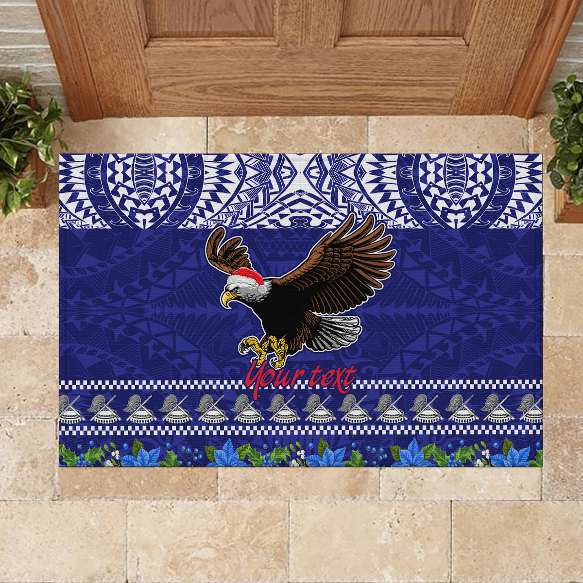 Personalised American Samoa Christmas Rubber Doormat Manuia le Kerisimasi Polynesian Tribal LT9 - Polynesian Pride