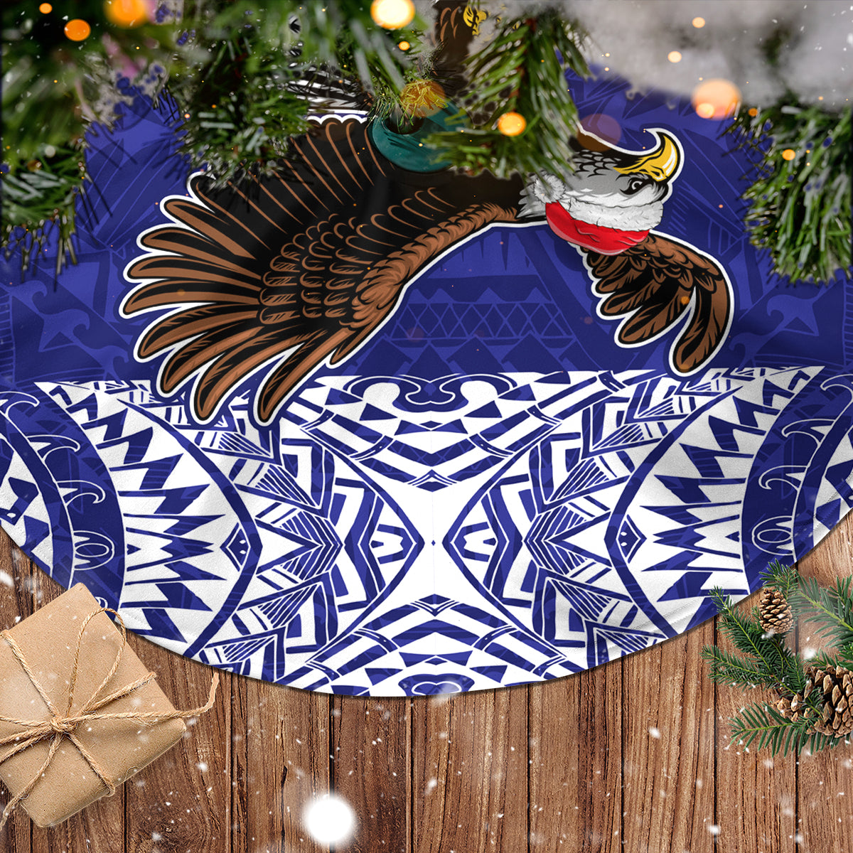 Personalised American Samoa Christmas Tree Skirt Manuia le Kerisimasi Polynesian Tribal LT9 - Polynesian Pride