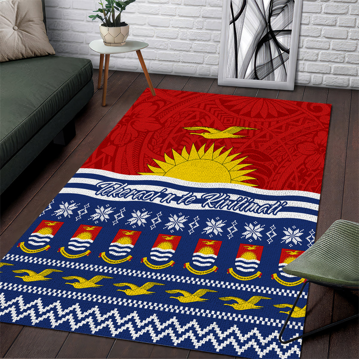 Kiribati Christmas Area Rug Tekeraoi n Te Tiritimati Polynesian Tribal LT9 Red - Polynesian Pride