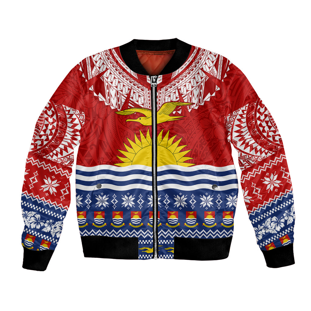 Kiribati Christmas Bomber Jacket Tekeraoi n Te Tiritimati Polynesian Tribal LT9 Unisex Red - Polynesian Pride