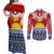 Kiribati Christmas Couples Matching Off Shoulder Maxi Dress and Long Sleeve Button Shirt Tekeraoi n Te Tiritimati Polynesian Tribal LT9 Red - Polynesian Pride