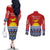 Kiribati Christmas Couples Matching Off The Shoulder Long Sleeve Dress and Long Sleeve Button Shirt Tekeraoi n Te Tiritimati Polynesian Tribal LT9 - Polynesian Pride