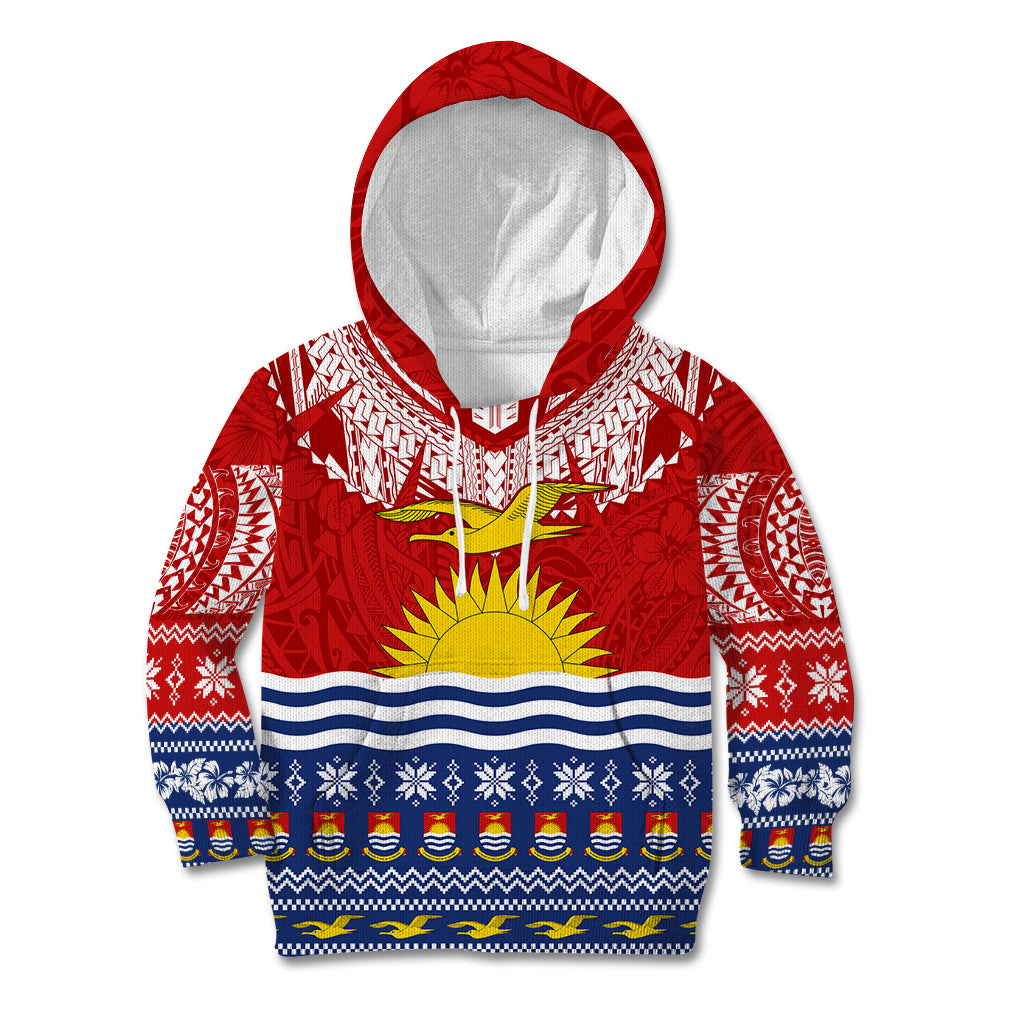 Kiribati Christmas Kid Hoodie Tekeraoi n Te Tiritimati Polynesian Tribal LT9 Red - Polynesian Pride