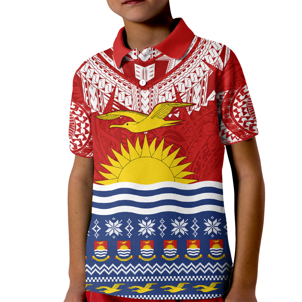 Kiribati Christmas Kid Polo Shirt Tekeraoi n Te Tiritimati Polynesian Tribal LT9 Kid Red - Polynesian Pride