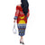 Kiribati Christmas Off The Shoulder Long Sleeve Dress Tekeraoi n Te Tiritimati Polynesian Tribal LT9 - Polynesian Pride