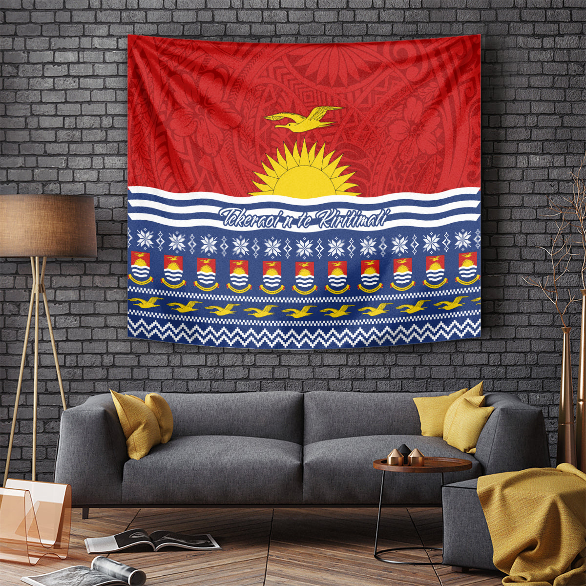 Kiribati Christmas Tapestry Tekeraoi n Te Tiritimati Polynesian Tribal LT9 Red - Polynesian Pride