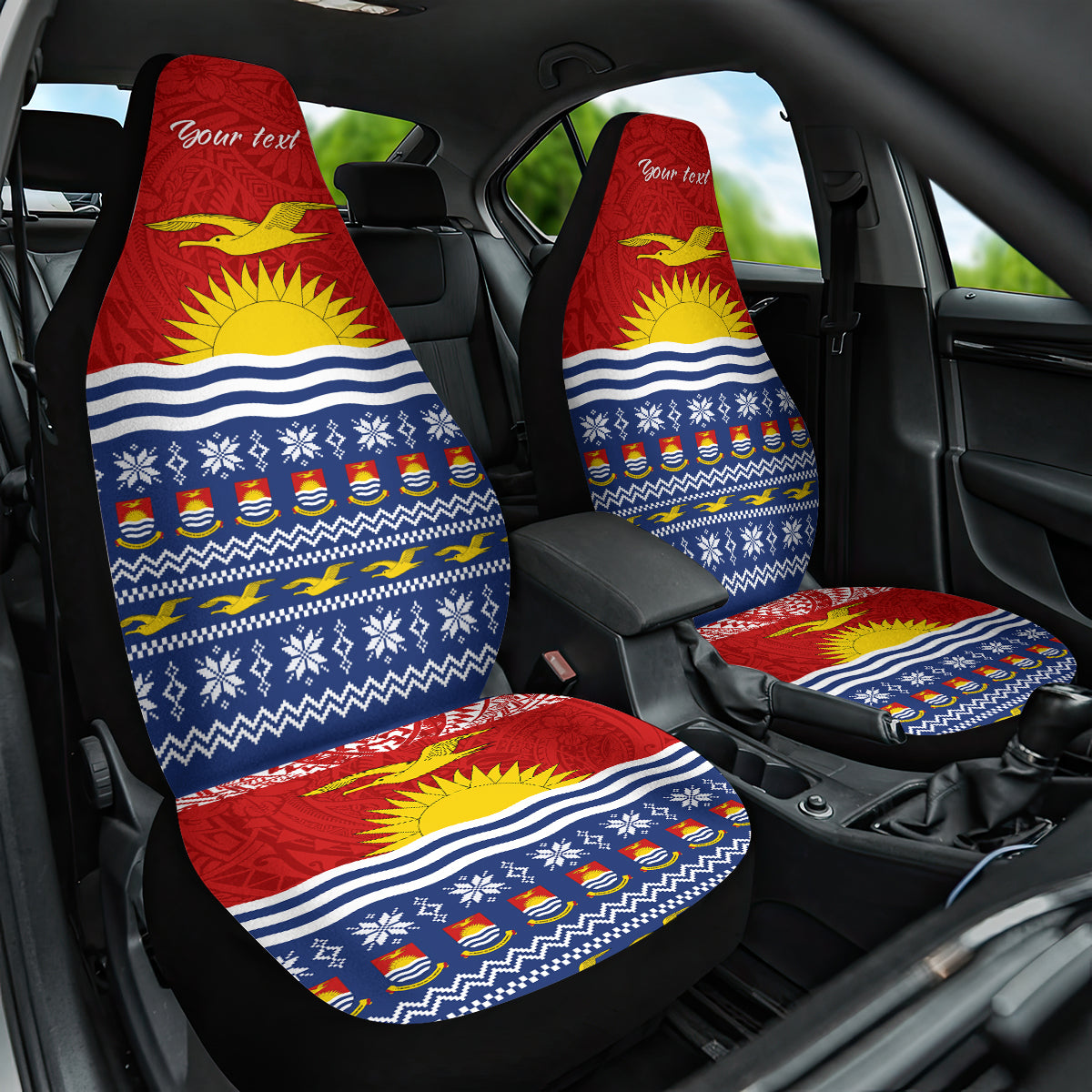 Personalised Kiribati Christmas Car Seat Cover Tekeraoi n Te Tiritimati Polynesian Tribal LT9 One Size Red - Polynesian Pride