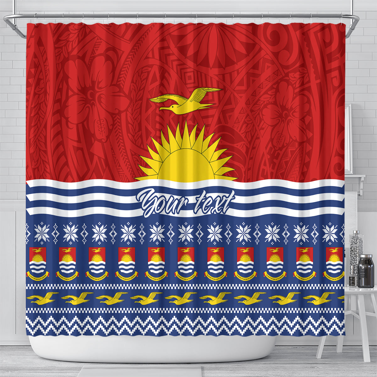 Personalised Kiribati Christmas Shower Curtain Tekeraoi n Te Tiritimati Polynesian Tribal LT9 - Polynesian Pride