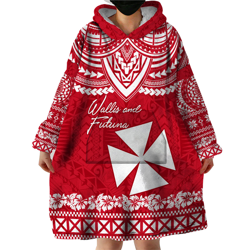 Personalised Wallis and Futuna Christmas Wearable Blanket Hoodie Polynesian Tribal LT9 - Polynesian Pride