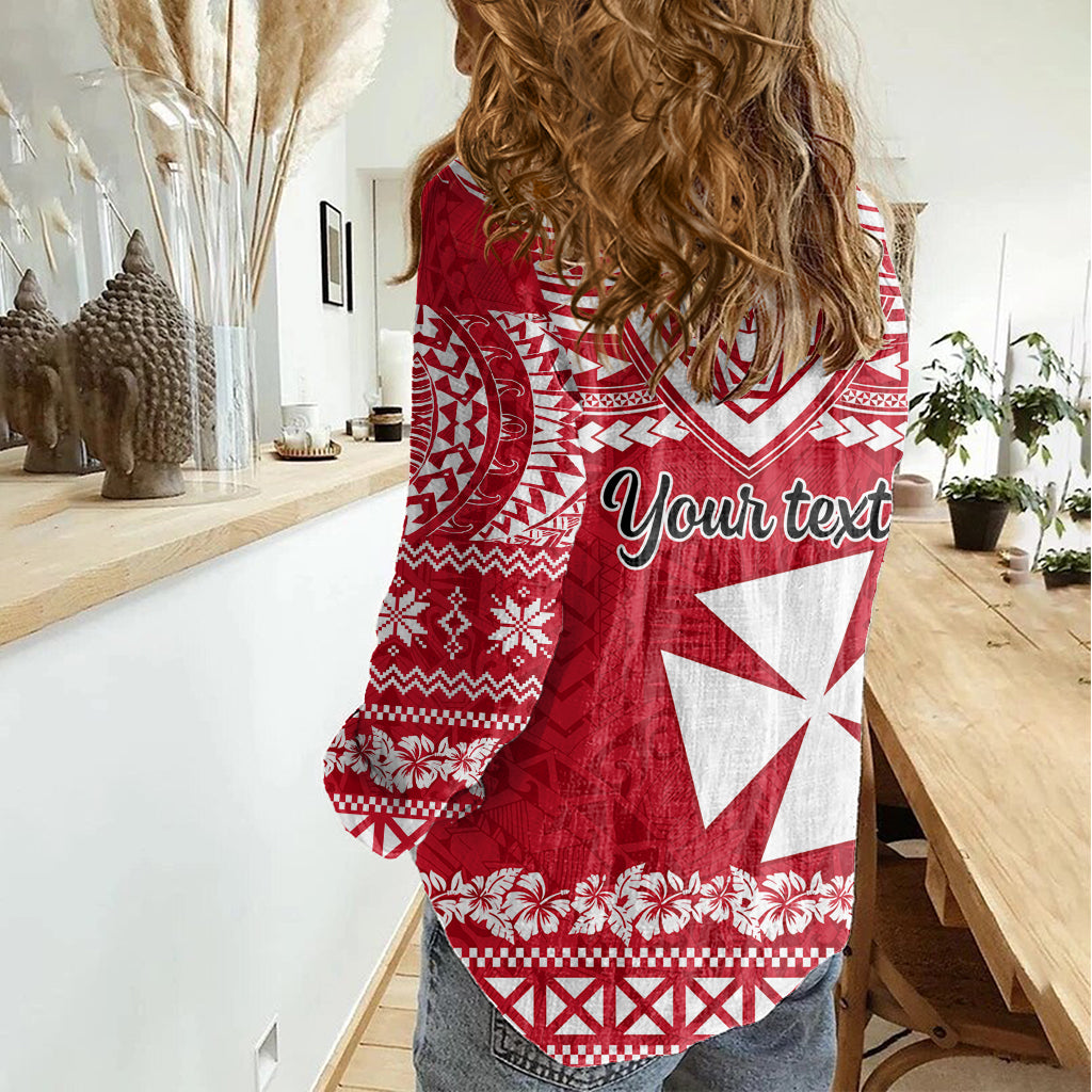 Personalised Wallis and Futuna Christmas Women Casual Shirt Polynesian Tribal LT9 - Polynesian Pride