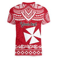Personalised Wallis and Futuna Christmas Women V Neck T Shirt Polynesian Tribal LT9 - Polynesian Pride