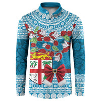 Fijian Tagimoucia Flowers Button Sweatshirt Christmas Coquette bow LT9 Blue - Polynesian Pride