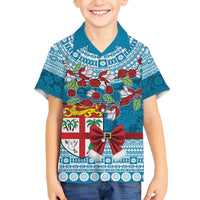 Fijian Tagimoucia Flowers Family Matching Puletasi and Hawaiian Shirt Christmas Coquette bow LT9 Son's Shirt Blue - Polynesian Pride