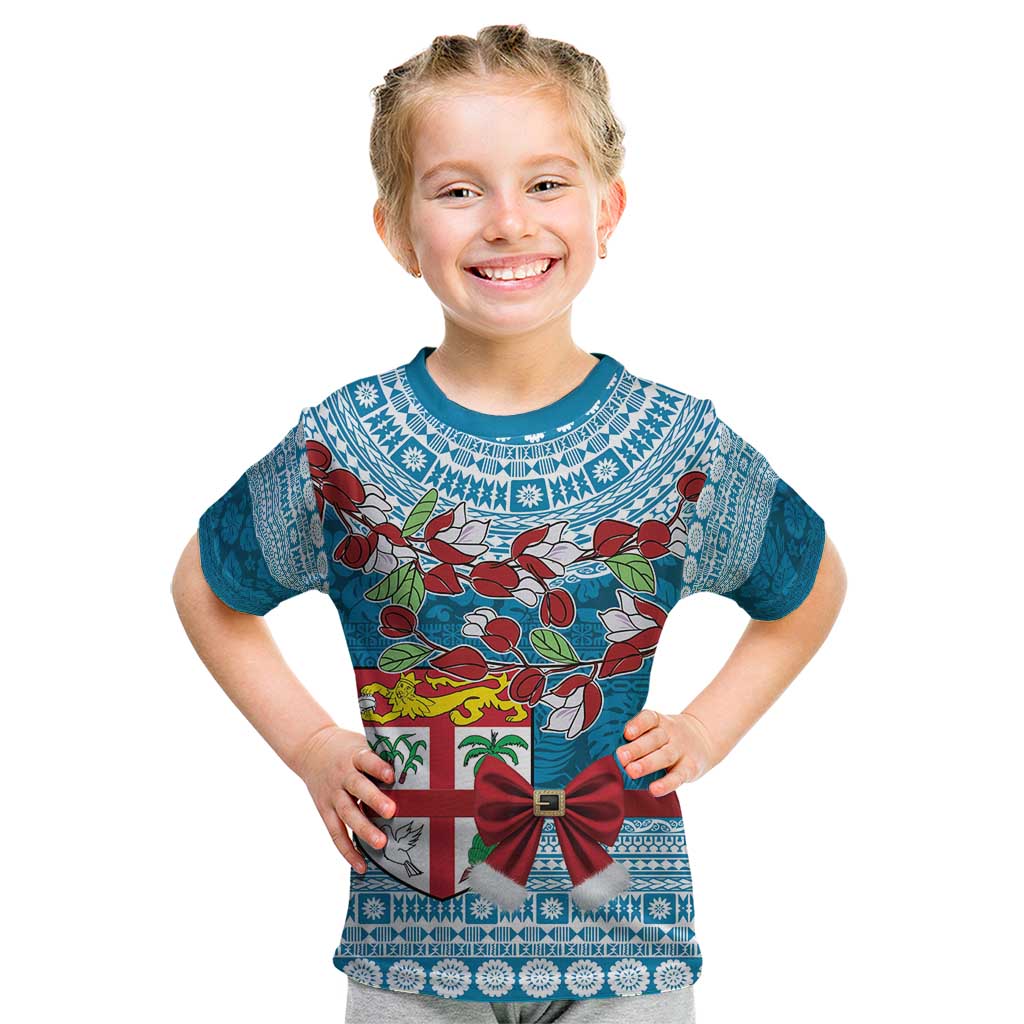 Fijian Tagimoucia Flowers Kid T Shirt Christmas Coquette bow LT9 Blue - Polynesian Pride