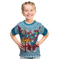 Fijian Tagimoucia Flowers Kid T Shirt Christmas Coquette bow LT9 Blue - Polynesian Pride