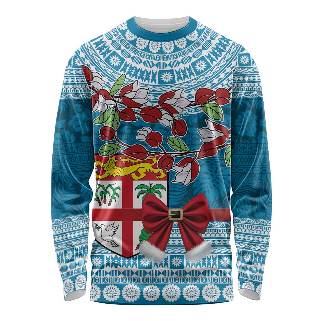 Fijian Tagimoucia Flowers Long Sleeve Shirt Christmas Coquette bow LT9 Unisex Blue - Polynesian Pride