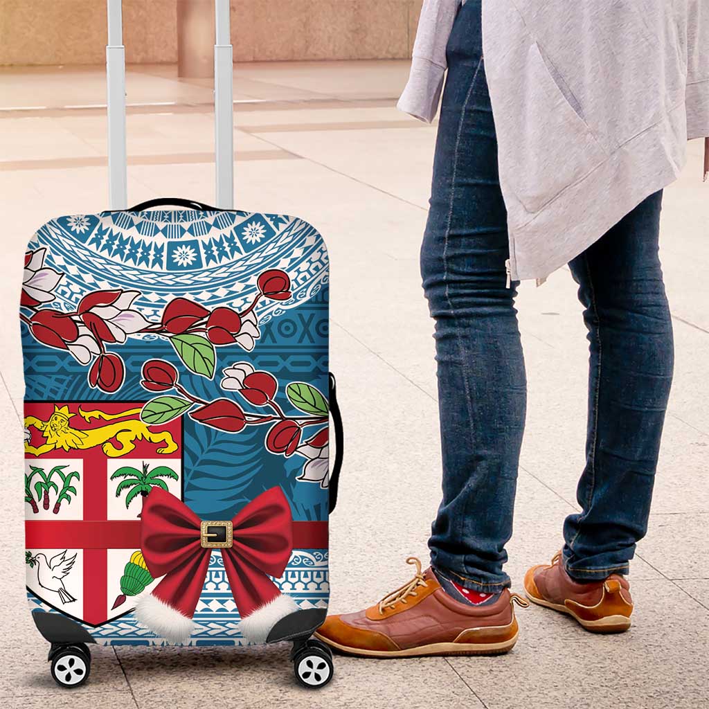 Fijian Tagimoucia Flowers Luggage Cover Christmas Coquette bow LT9 Blue - Polynesian Pride