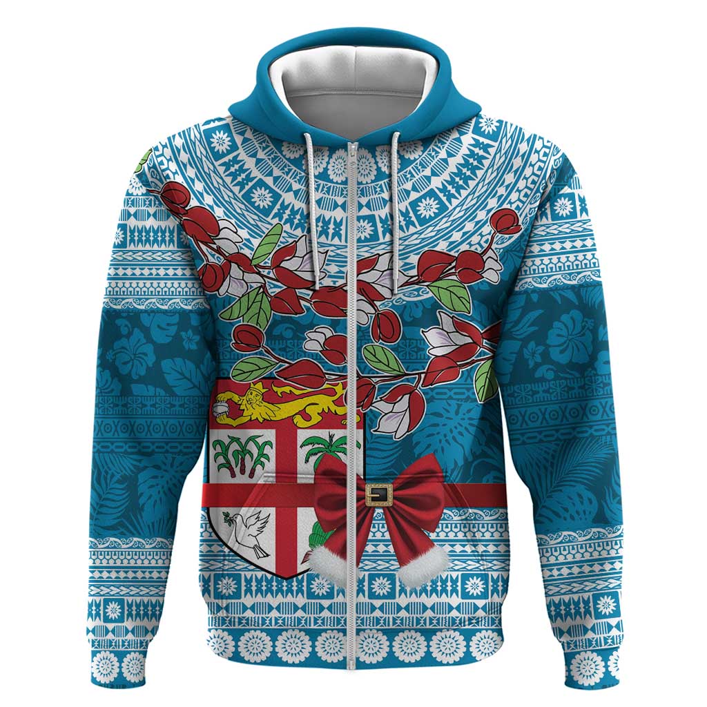Fijian Tagimoucia Flowers Zip Hoodie Christmas Coquette bow LT9 Zip Hoodie Blue - Polynesian Pride