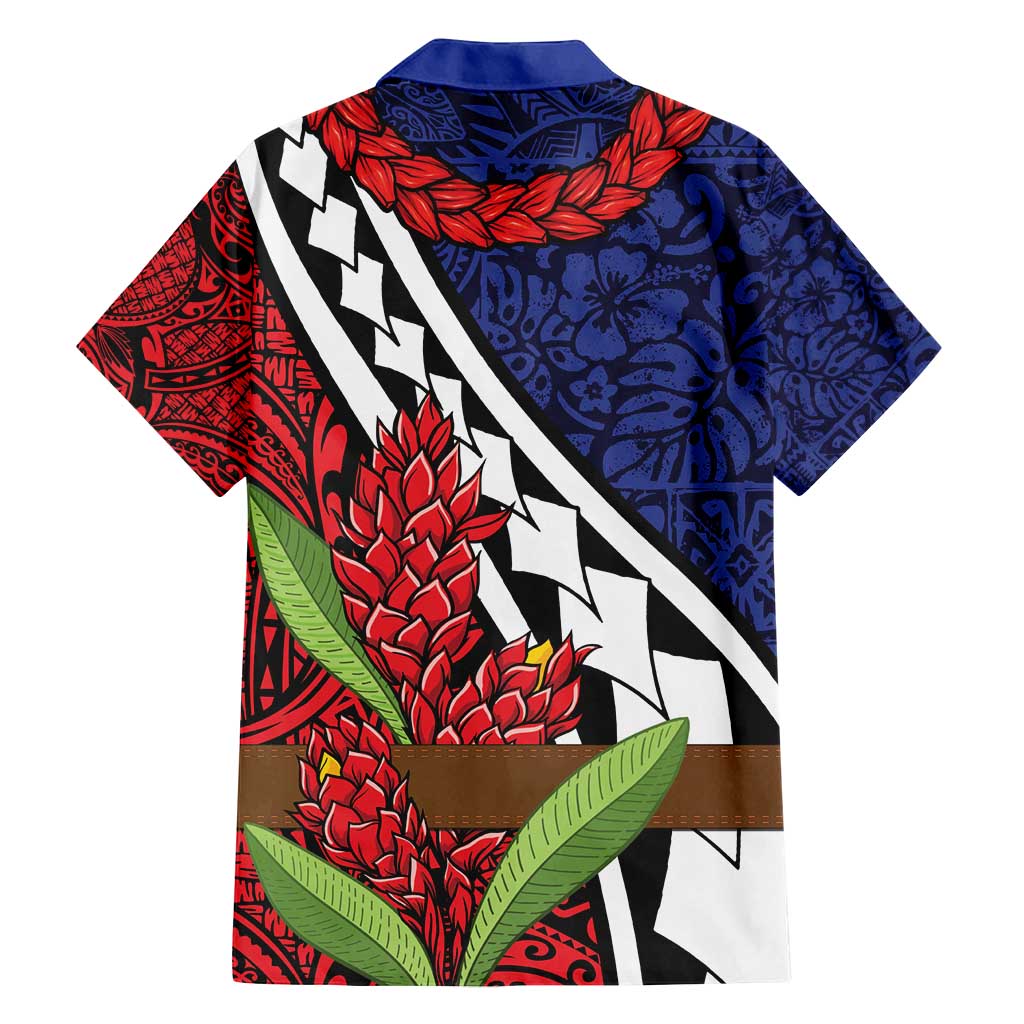 Samoan Ula Fala Flowers Family Matching Tank Maxi Dress and Hawaiian Shirt Christmas Santa Belt