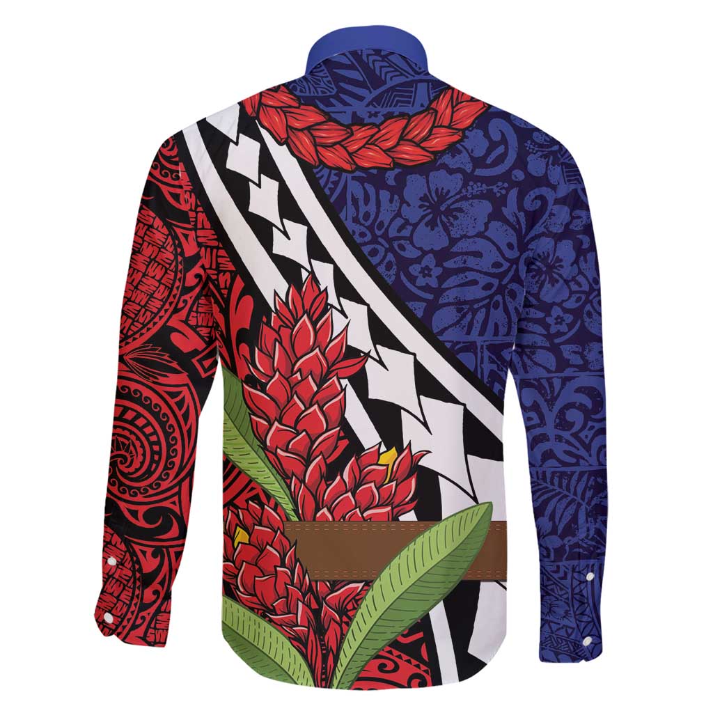 Samoan Ula Fala Flowers Family Matching Tank Maxi Dress and Hawaiian Shirt Christmas Santa Belt