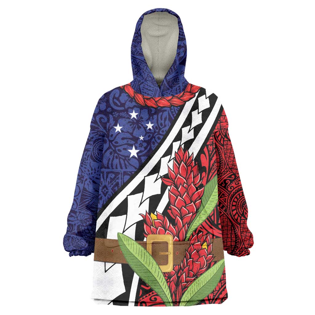 Samoan Ula Fala Flowers Wearable Blanket Hoodie Christmas Santa Belt