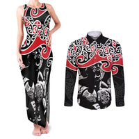 Aotearoa Toitu Te Tiriti Couples Matching Tank Maxi Dress and Long Sleeve Button Shirt New Zealand Stand Together Stand Stronger
