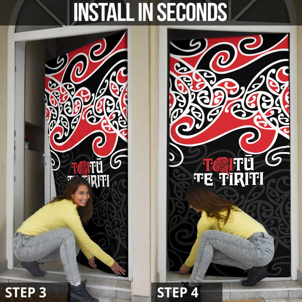 Aotearoa Toitu Te Tiriti Door Cover New Zealand Stand Together Stand Stronger - Polynesian Pride