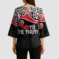 Aotearoa Toitu Te Tiriti Kimono Sleeve Blouse New Zealand Stand Together Stand Stronger - Polynesian Pride