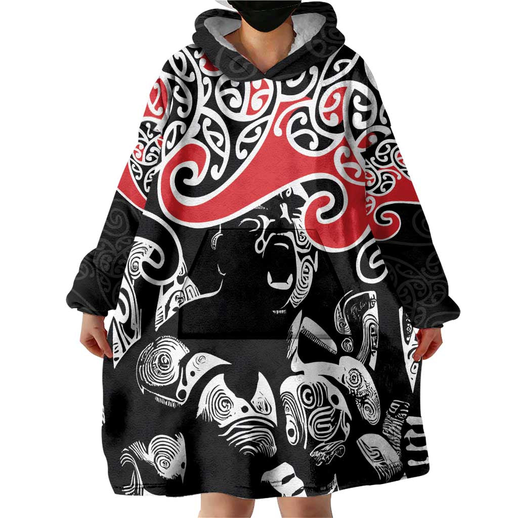 Aotearoa Toitu Te Tiriti Wearable Blanket Hoodie New Zealand Stand Together Stand Stronger