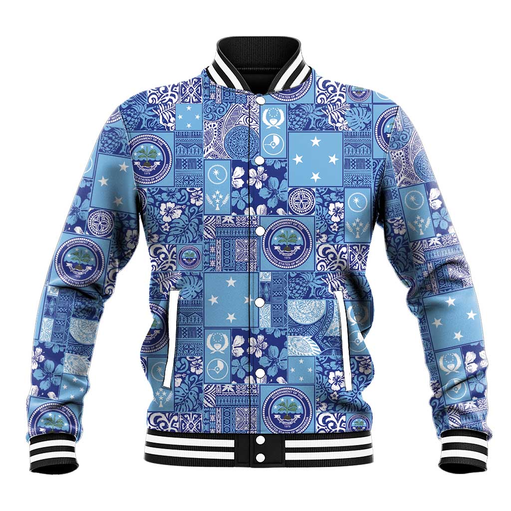Federated States of Micronesia Merry Christmas Baseball Jacket Pacific Patchwork Xmas Vibes - Polynesian Pride