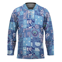 Federated States of Micronesia Merry Christmas Hockey Jersey Pacific Patchwork Xmas Vibes - Polynesian Pride