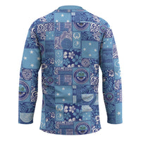 Federated States of Micronesia Merry Christmas Hockey Jersey Pacific Patchwork Xmas Vibes - Polynesian Pride