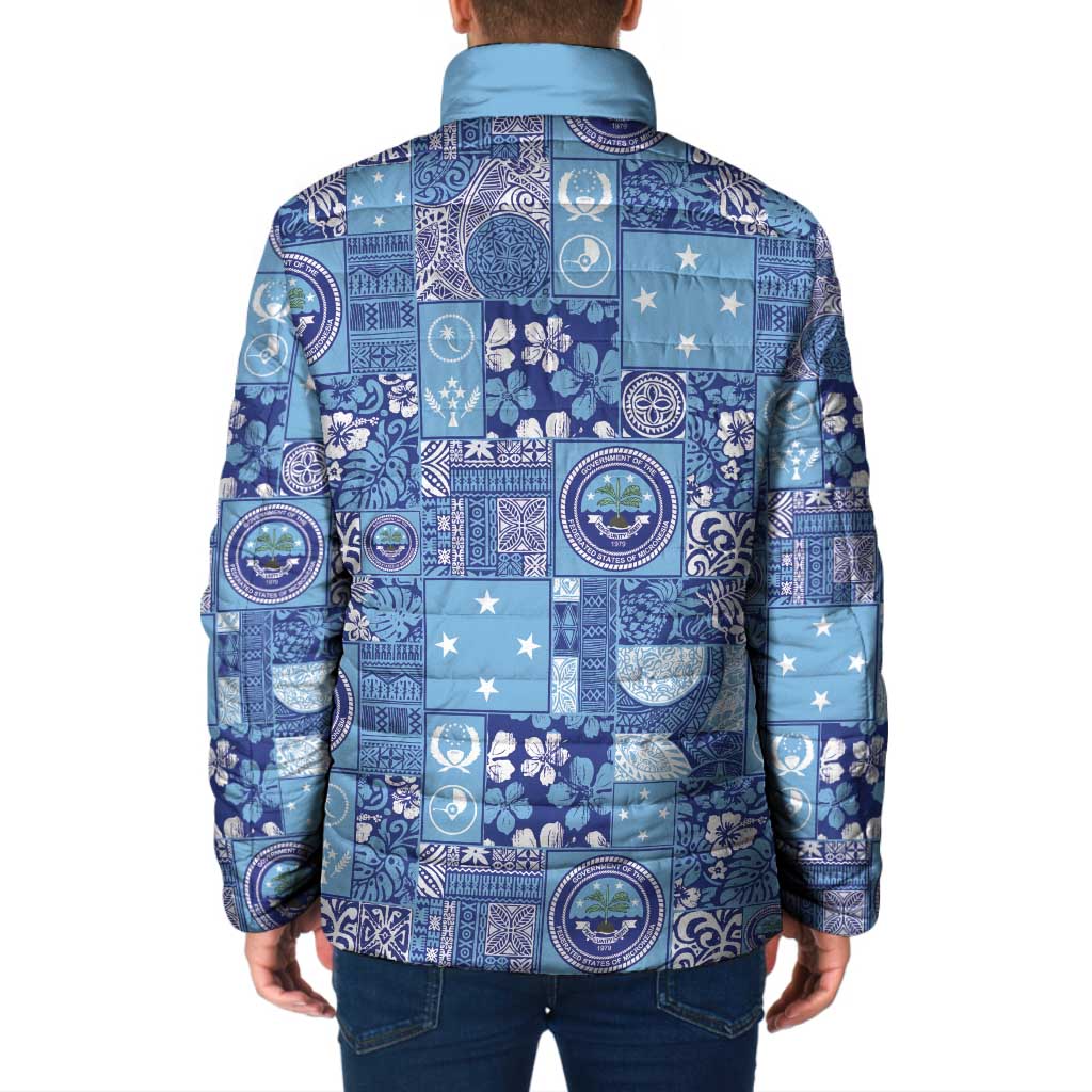 Federated States of Micronesia Merry Christmas Padded Jacket Pacific Patchwork Xmas Vibes - Polynesian Pride