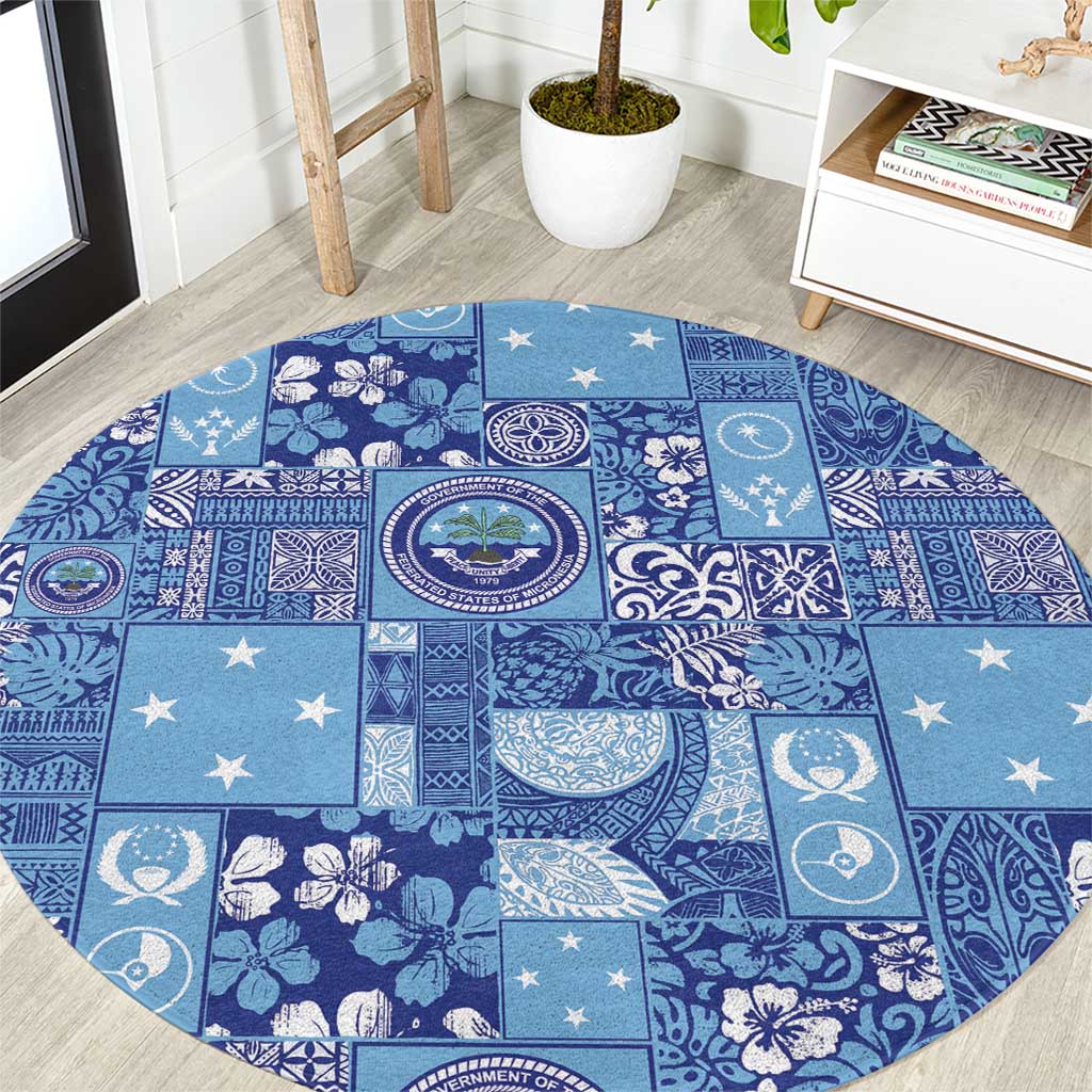 Federated States of Micronesia Merry Christmas Round Carpet Pacific Patchwork Xmas Vibes - Polynesian Pride